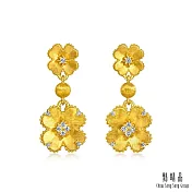 【點睛品】星鑽花語 鑽石黃金耳環 (一對)
