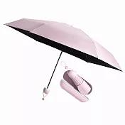 【Life+】星耀掌心のミニ守傘輕量230g五折24骨加厚黑膠傘/口袋傘/晴雨兩用抗UV傘附雨傘盒_4色任選  奶粉色加寬款