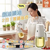 【JAR嚴選】歐伊優倒油噴油2合1玻璃油壺500ML 單一規格