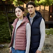 【ATUNAS 歐都納】女款保暖HEAT CORE蓄熱羽絨連帽背心/大尺碼A1VE2507W- S 鮭魚粉