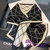 【Decoy】雙面菱格 羊毛交叉圍脖圍巾/顏色可選 黑色