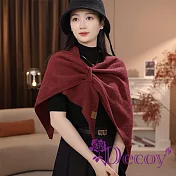 【Decoy】慵懶交叉 三角保暖仿羊絨披肩圍巾/顏色可選 酒紅
