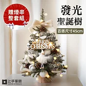 【上手家居】45cm發光聖誕樹 (聖誕節/聖誕佈置/小聖誕樹/迷你聖誕樹/耶誕樹/桌上聖誕樹)帶燈串- 冰雪白色 帶燈串