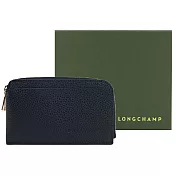 LONGCHAMP LE FOULONN?系列牛皮卡片零錢包 黑