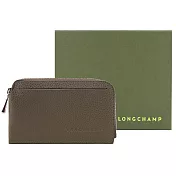 LONGCHAMP LE FOULONN?系列牛皮卡片零錢包 酸豆綠