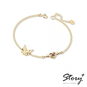 【客製品】STORY故事銀飾-Kuromi & MyMelody邱比特系列-酷洛米小翅膀誕生石純銀手鍊 黃K金
