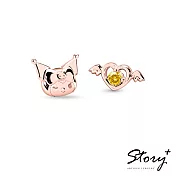 【客製品】STORY故事銀飾-Kuromi & MyMelody邱比特系列-酷洛米小翅膀誕生石純銀耳環 玫瑰金