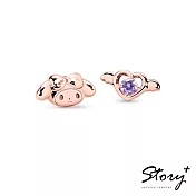 【客製品】STORY故事銀飾-Kuromi & MyMelody邱比特系列-美樂蒂小翅膀誕生石純銀耳環 玫瑰金