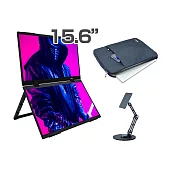 【REAICE】日本Winten 15.6型IPS超薄廣視角可攜式雙屏螢幕-外出攜帶豪華組(Switch/FHD/移動式顯示器/雙屏HDMI/Type-C/IPS) 藏青色