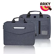 ARKY 15吋筆電公事包｜防潑水商務收納包・可手提可肩背 灰銀