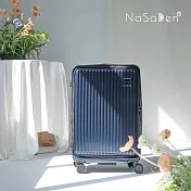 NaSaDen納莎登 - 萊茵系列前開式 經典素面款 可擴充上掀式25吋行李箱旅行箱 紳士藍