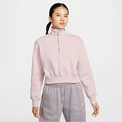 NIKE AS W NSW PHNX FLC QZ CROP 女半開襟上衣-DQ5768667 M 粉紅色