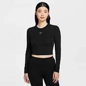 NIKE AS W NSW NK CHLL KNT LS CRP 短版 女長袖上衣-HF5323011 XS 黑色