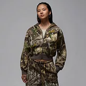 NIKE AS W J BRK FLC MOD CROP RLT 女連帽外套-HV0470133 M 棕綠色