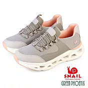 【SNAIL蝸牛】女 運動鞋 休閒鞋 懶人鞋 免綁帶 厚底 透氣 輕量 彈力 EU35 灰色