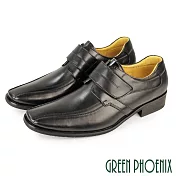 【GREEN PHOENIX】男 紳士鞋 商務鞋 皮鞋 全真皮 沾黏式 台灣製 EU39 黑色