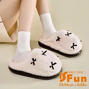 【iSFun】蝴蝶結緞帶 秋冬厚底防滑毛毛室內拖鞋/白色3839號 白色3839號