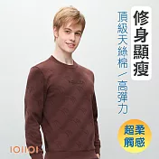 IOIIOI歐洲貴族 長袖圓領衫 T恤 胸前立體工藝 舒適好穿天絲棉 特殊紋理  M 紅色