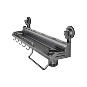 【野一夏】免釘太空鋁按壓式吸盤單杯置物架 防水防油 廚房調味收納架 多尺寸可選 -40CM