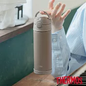 【THERMOS膳魔師】不銹鋼真空兩用保冷瓶470ml_(F4021CBW)咖啡色
