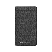 Michael Kors 銀字滿版Logo 釦式二折大款卡片夾/卡包 (黑色)