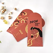 【Gdesign】2026 幸福圓馬 馬上發財 燙金紅包袋 插畫紅包袋 2026創意設計款 限量發行(6入/包) 燙金