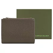 LONGCHAMP LE FOULONN?系列牛皮簡約三折短夾 酸豆綠