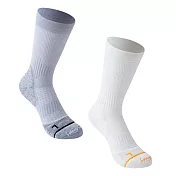 超級2入組!! 質感與功能兼具 腳底羊毛毛圈設計 SPORTS HOUSE 運動健行襪 透氣吸濕排汗 登山 跑步 自行車 戶外 滑雪 運動襪 休閒襪 中筒襪 女款 襪子 灰色+白色
