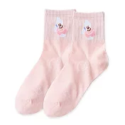 【ONEDER 旺達】迪士尼牡蠣寶寶中筒襪《愛麗絲夢遊仙境》Baby Oysters 台灣製棉襪女襪- 粉膚 AC-A306