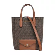 Michael Kors Vincent 滿版帆布附小袋迷你手提/斜背二用包 (棕色)