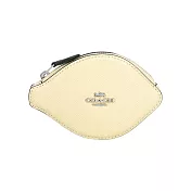 COACH 銀字Logo 防刮皮革檸檬造型拉鍊零錢包 (月光黃)