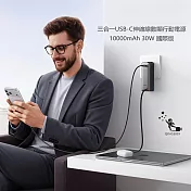 Mcdodo麥多多 LQ MC318 FreeGo系列30W 3合1牆插款USB-C伸縮線數顯行動電源 10000mAh 38.5Wh 國際版  黑色