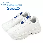 【HELLO KITTY】女 CINNAMOROLL 大耳狗 運動鞋 休閒鞋 老爹鞋 厚底 綁帶 輕量 JP23 白藍色