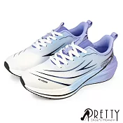 【Pretty】男 休閒鞋 運動鞋 輕量 透氣 厚底 綁帶 EU41 藍色