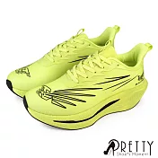 【Pretty】男 休閒鞋 運動鞋 厚底 輕量 透氣 綁帶 EU41 綠色
