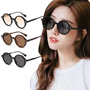 【ALEGANT】極簡時尚輕量TR90圓框UV400太陽眼鏡/戶外墨鏡 嶺境黑