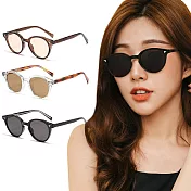 【ALEGANT】輕旅時尚波士頓輕量TR90圓框UV400太陽眼鏡/戶外墨鏡 玄光墨影