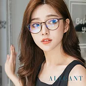 【ALEGANT】文藝風尚TR90輕量圓框親膚霧面鏡腳UV400濾藍光眼鏡 柔茶棕