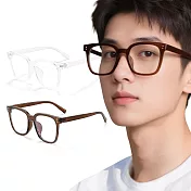 【ALEGANT】日系時尚百搭TR90輕量方框UV400濾藍光眼鏡 焙栗棕
