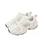 New Balance NB 休閒鞋 530 寬楦 中童 小朋友 海鹽 桃花蜜 緩震 運動鞋 PZ530CG-W 19cm WHITE/ORANGE