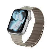 MAGEASY Skin Duo 雙面親膚磁吸矽膠防水錶帶 for Apple Watch 40/41/42mm 星光白/摩卡棕