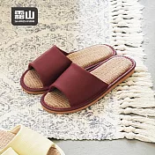 【日本霜山】和風皮質透氣亞麻底防滑室內拖鞋-多款可選- 紅25cm(36-37)