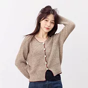 好我_Cathy手勾邊圓領針織開襟衫外套 FREE 摩卡棕