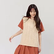 好我_Joyce圓領麻花針織背心 FREE 奶茶