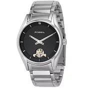FOSSI Twist系列 型男器度魅力雙芯腕錶-銀X黑