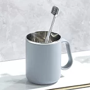 【COMET】500ml不銹鋼倒置瀝水漱口杯2入組(盥洗杯 漱口杯 帶手把漱口杯 不鏽鋼牙刷杯 旅行漱口杯/LS012) 灰色2入