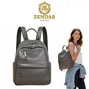 【ZENDAR】台灣總代理 限量1折 頂級超柔軟小牛皮後背包 伊雷妮系列 全新專櫃展示品(鐵灰色)