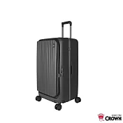 【CROWN 皇冠】BOXY 26吋 前開式防盜拉鍊/ 鋁框前開胖胖箱-鐵灰色