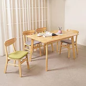 Homelike 喜家居120cm實木餐桌椅組(一桌四椅)(2312-22) 四綠椅
