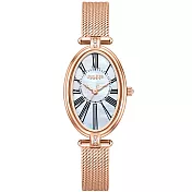 JULIUS 聚利時 奧蕾莉亞 復古橢圓母貝米蘭腕錶 JA-1555(兩色/22X33mm) 玫瑰金